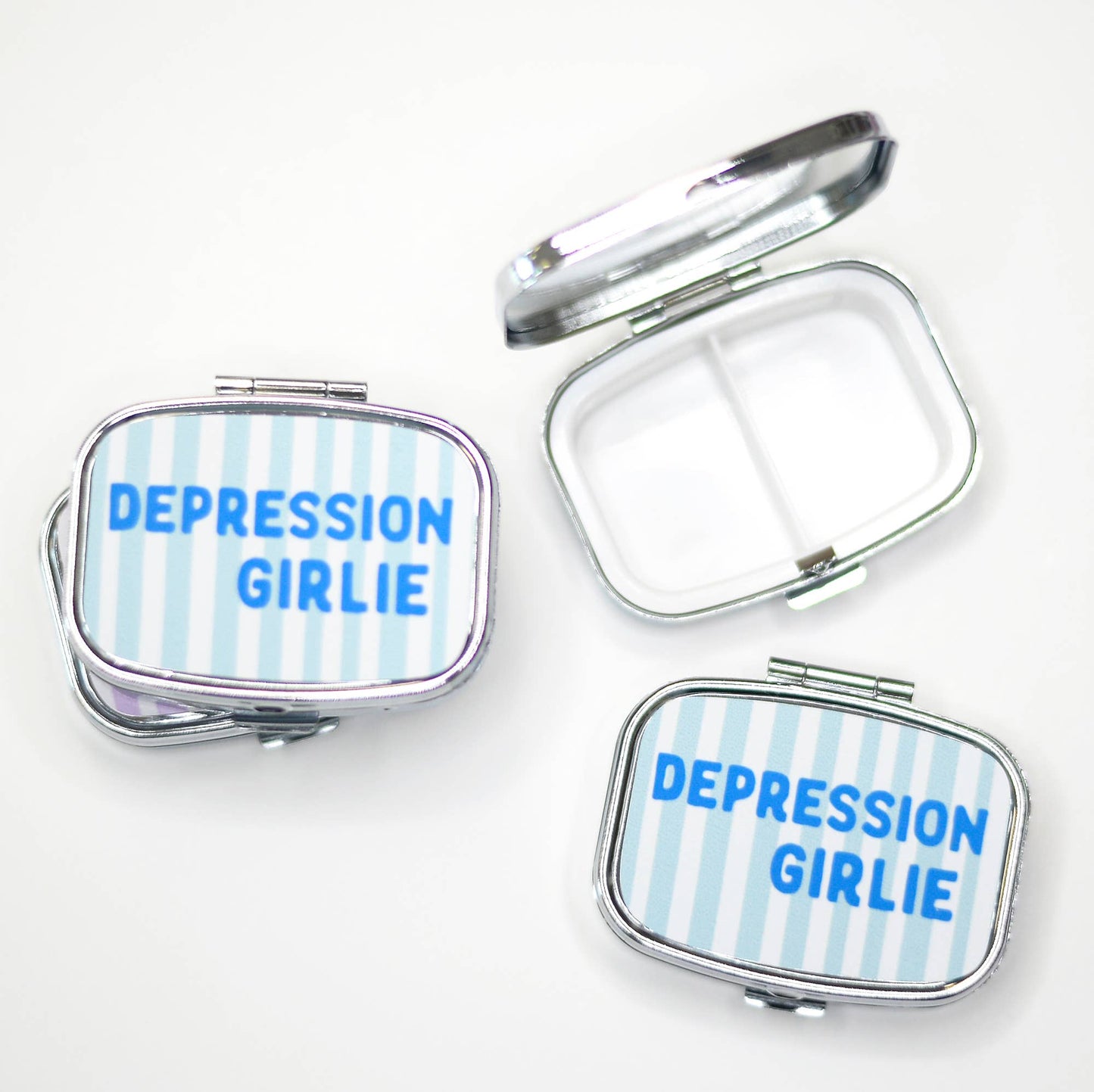 Funny Pill Box Compact Mirror Mental Health Gift Organizer
