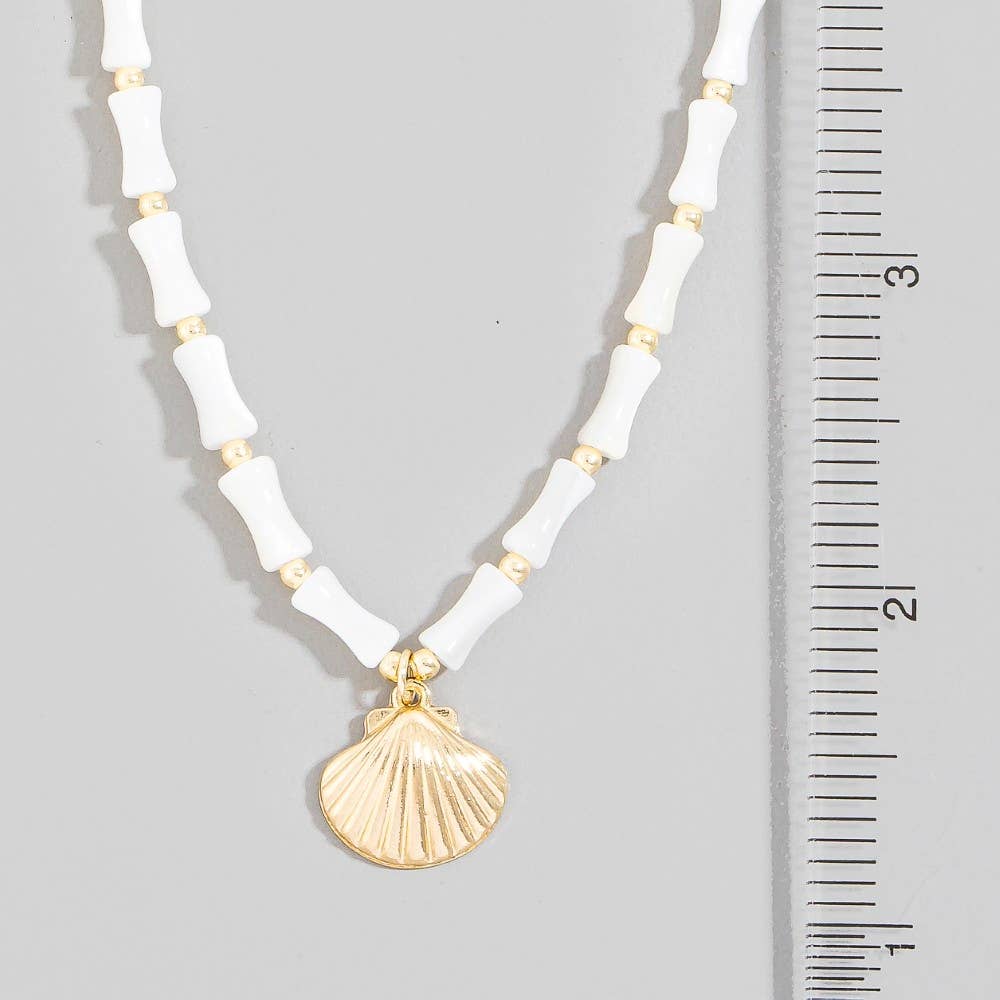 Sea Shell Charm Mother Of Pearl Mixed Beaded Necklace