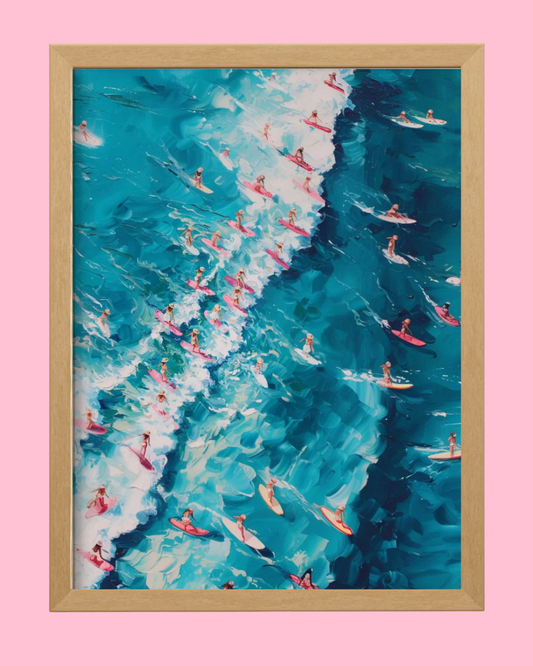Pink Surfers Art Print