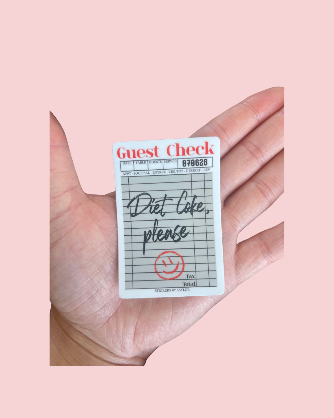 Diet Coke, Please Guest Check Style Vinyl Sticker