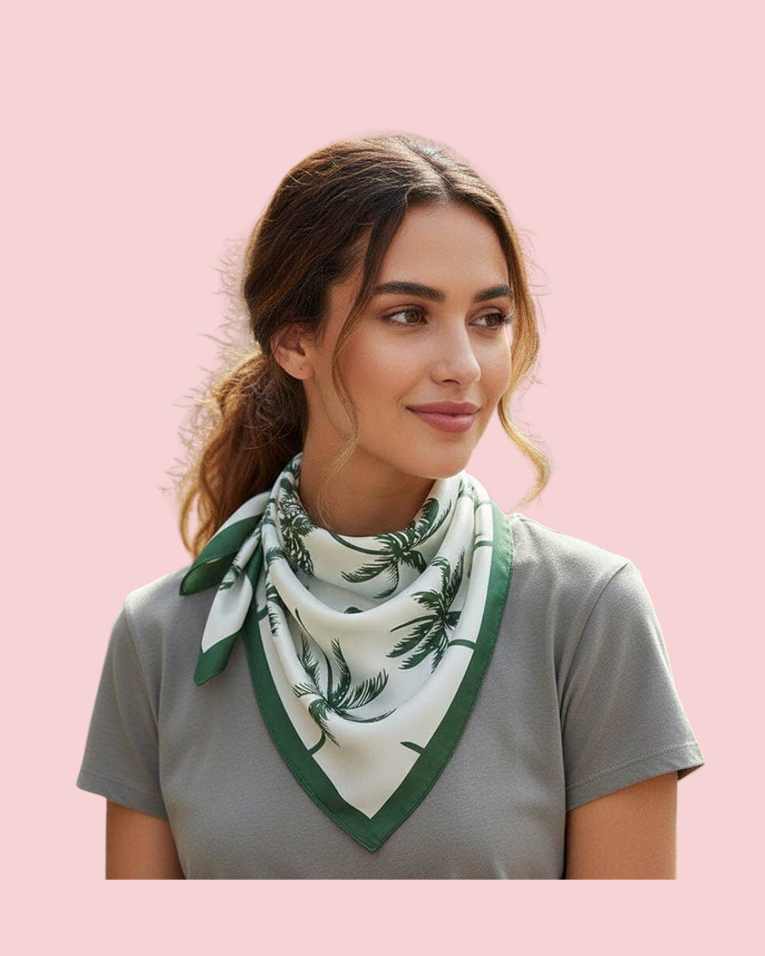 Palm Tree Pattern Printed Square Silky Satin Bandana Scarf