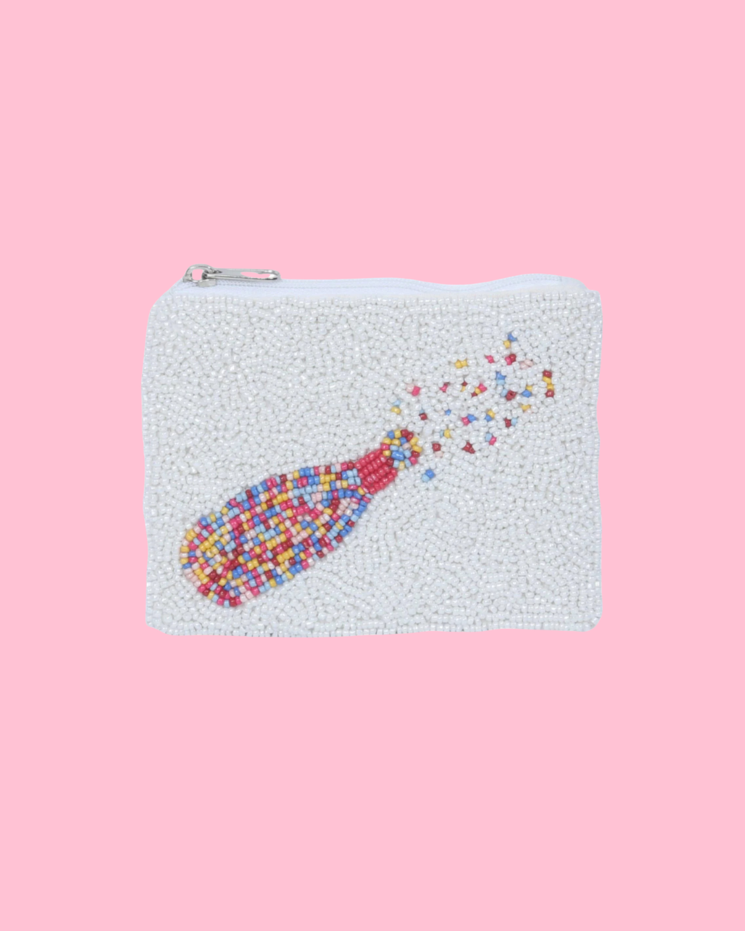 Popping Bottles Themed Beaded Coin Purse 