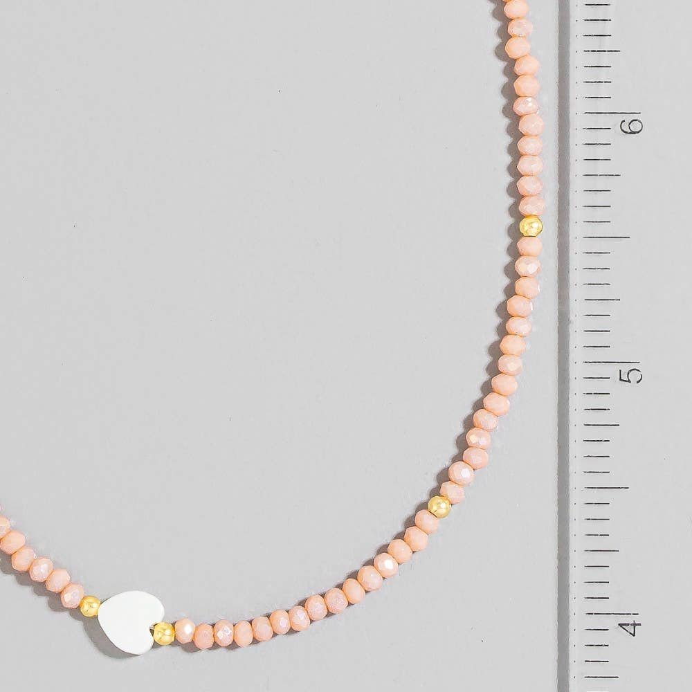 Dainty Multi Beaded Heart Charm Necklace