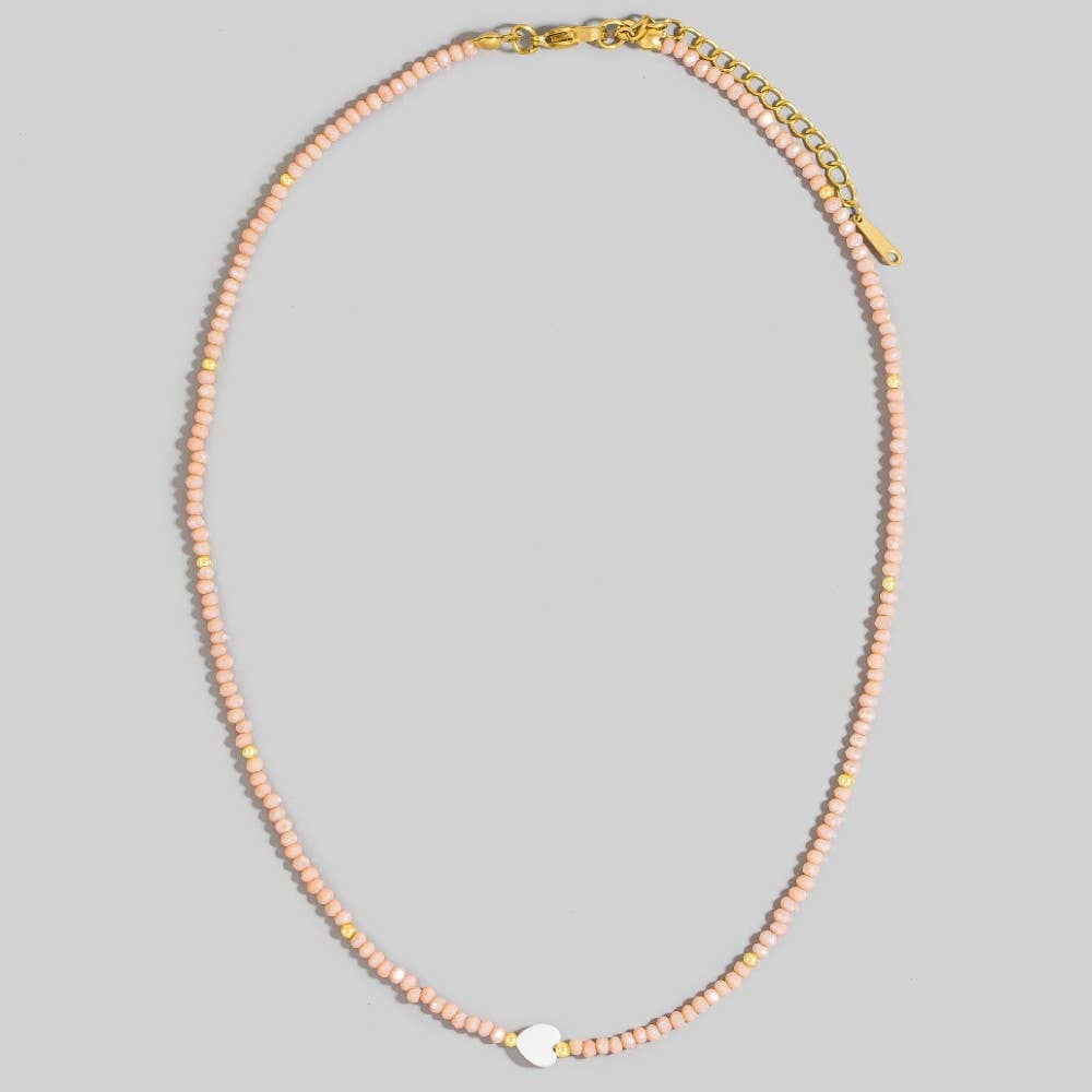 Dainty Multi Beaded Heart Charm Necklace