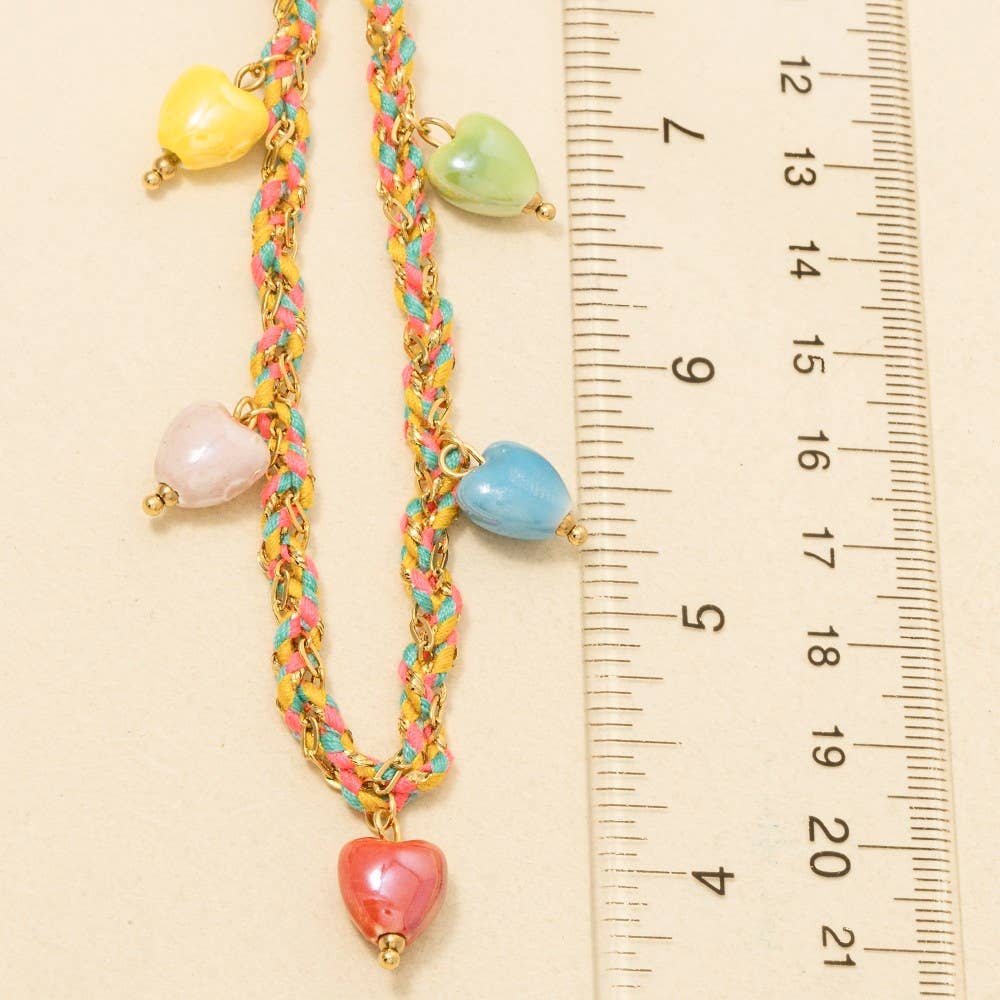 Stainless Steel Enamel Star Charms Cord And Chain Braided