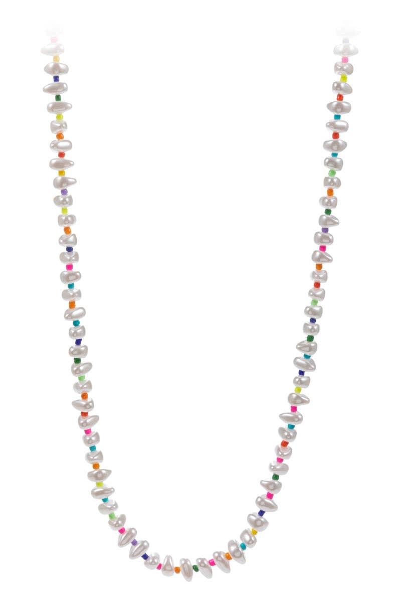 Organic Pearl Color Seed Bead Mixed Short Necklace