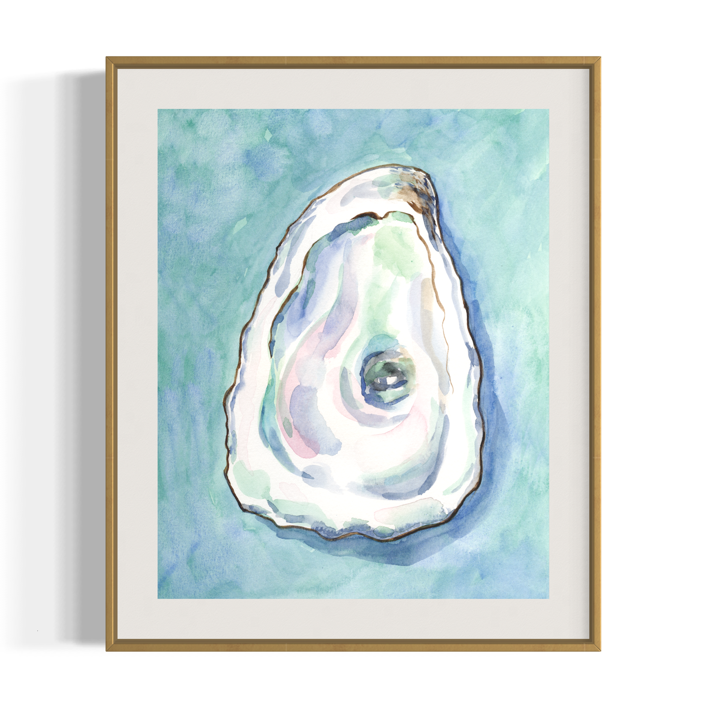 Oyster Watercolor Art Print Teal