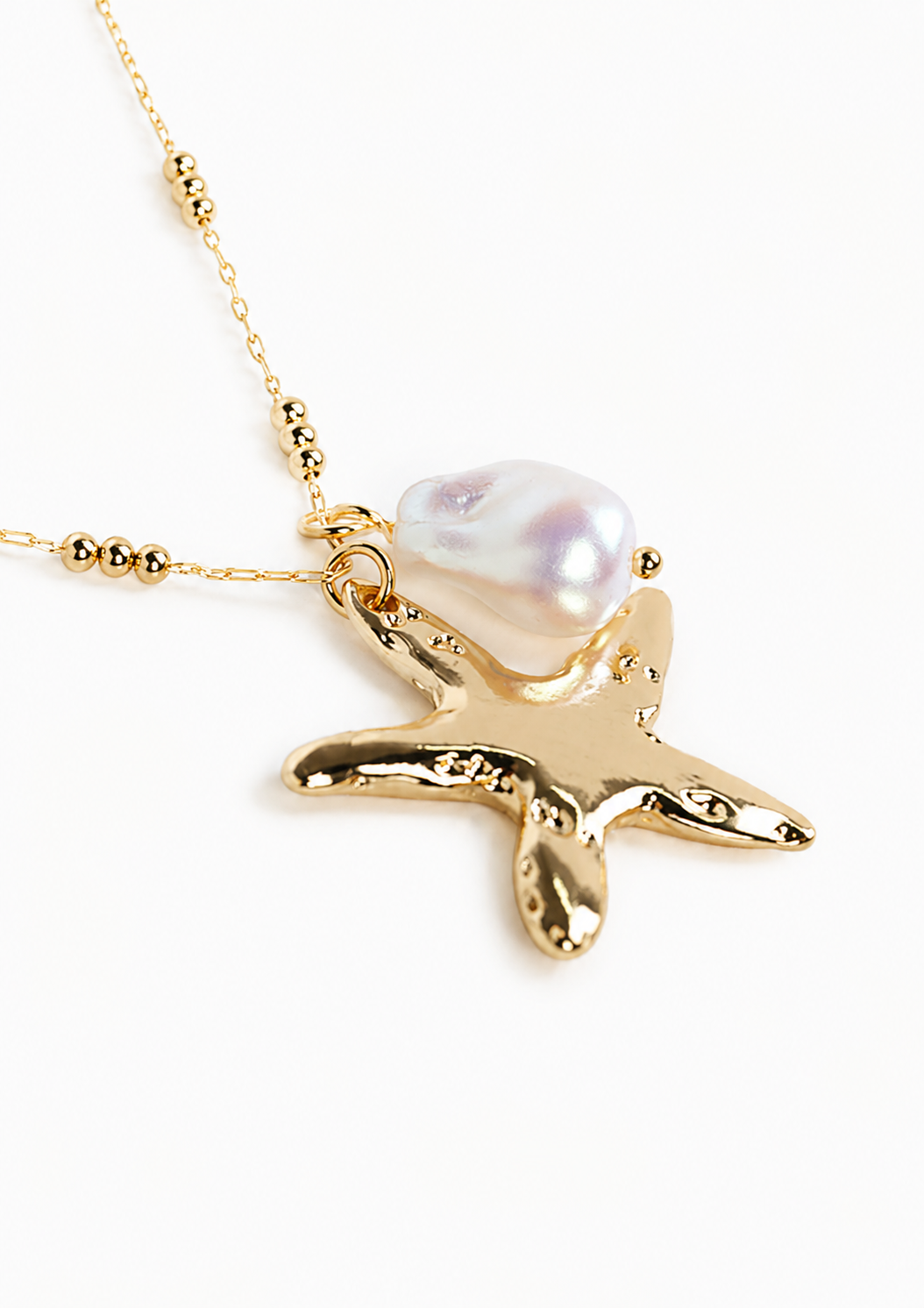 Gold Starfish Pearl Necklace