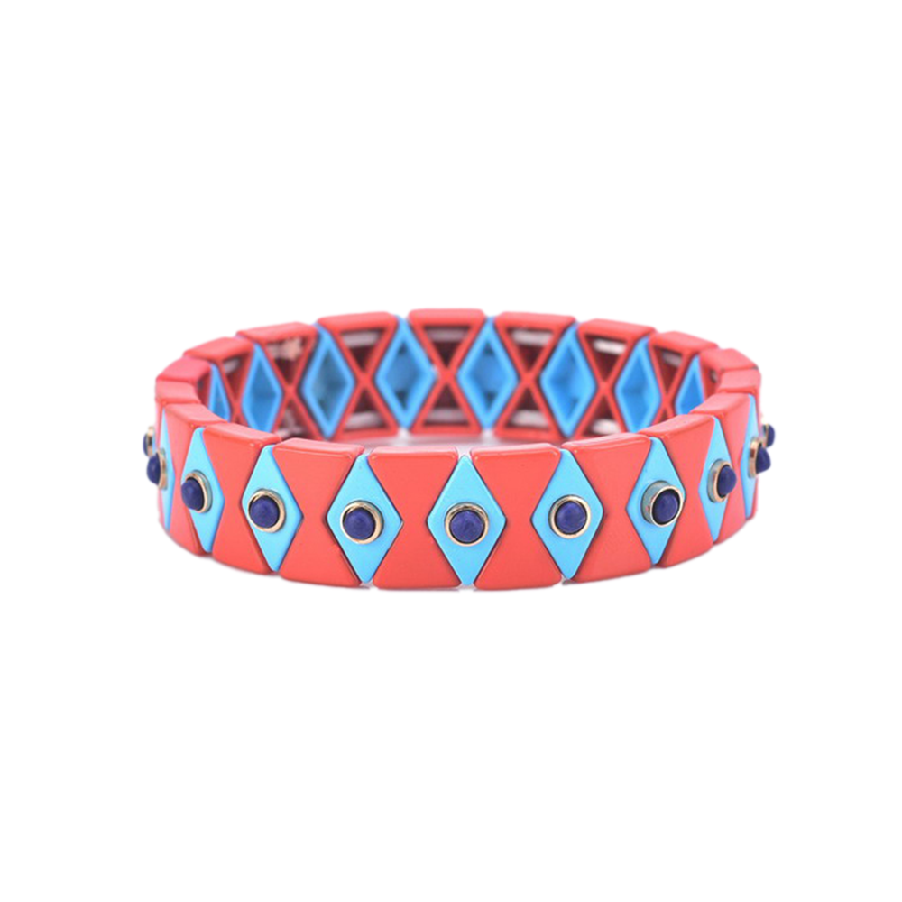 Diamond Enamel Tile Bracelet