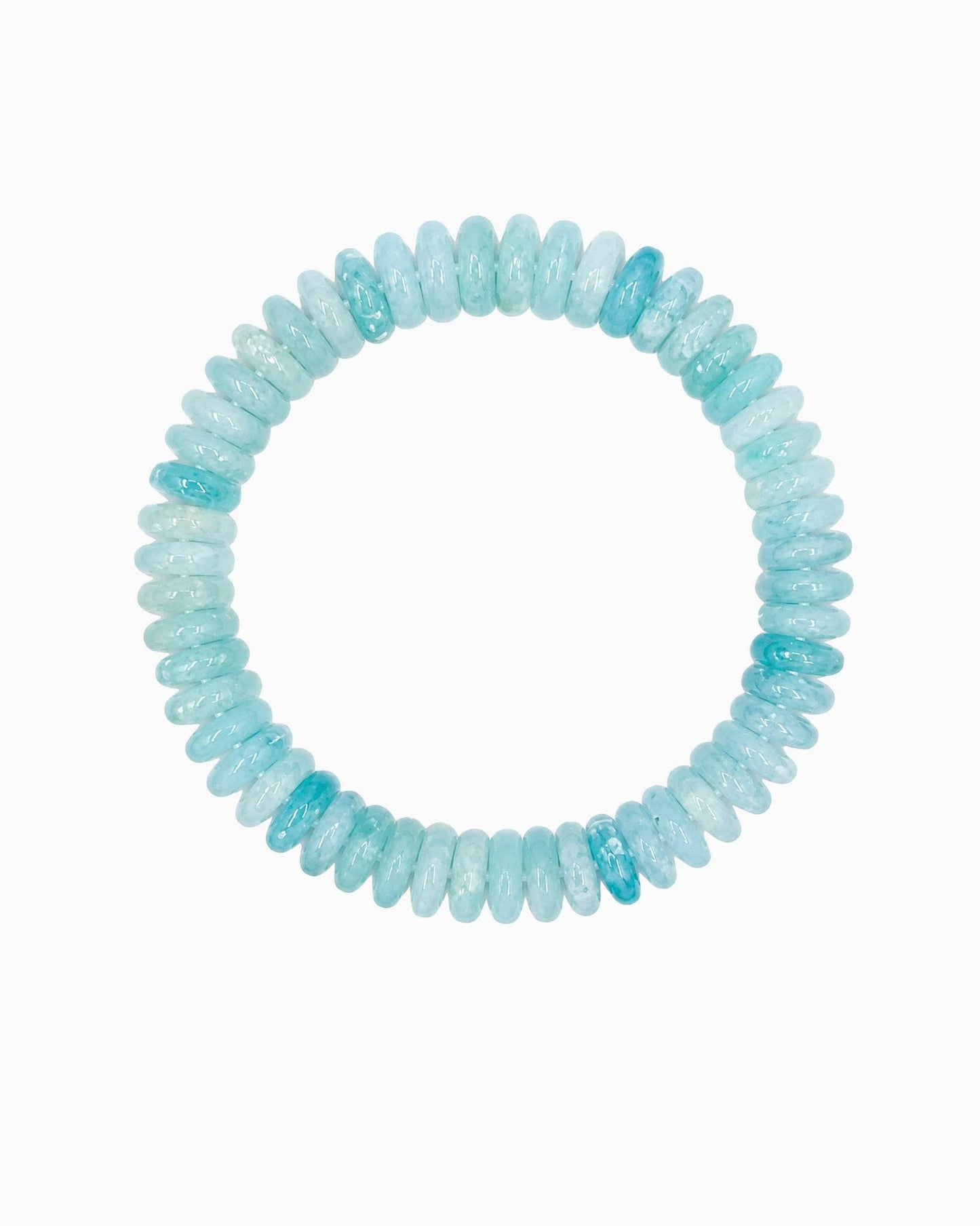 Summer Wide Disc Marble Beaded Stretch Bracelets