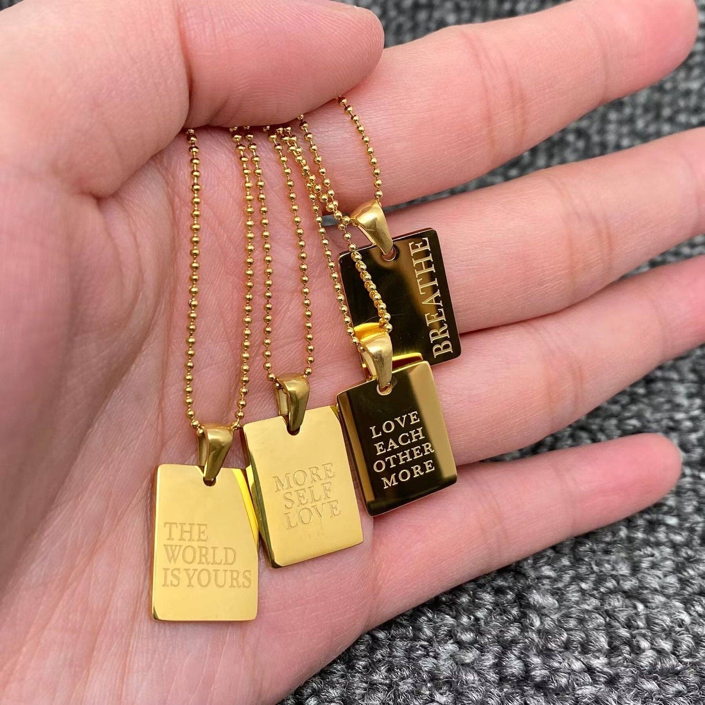 Inspiring Square Charm 18K Gold Plated S.Steel Necklace - FGS