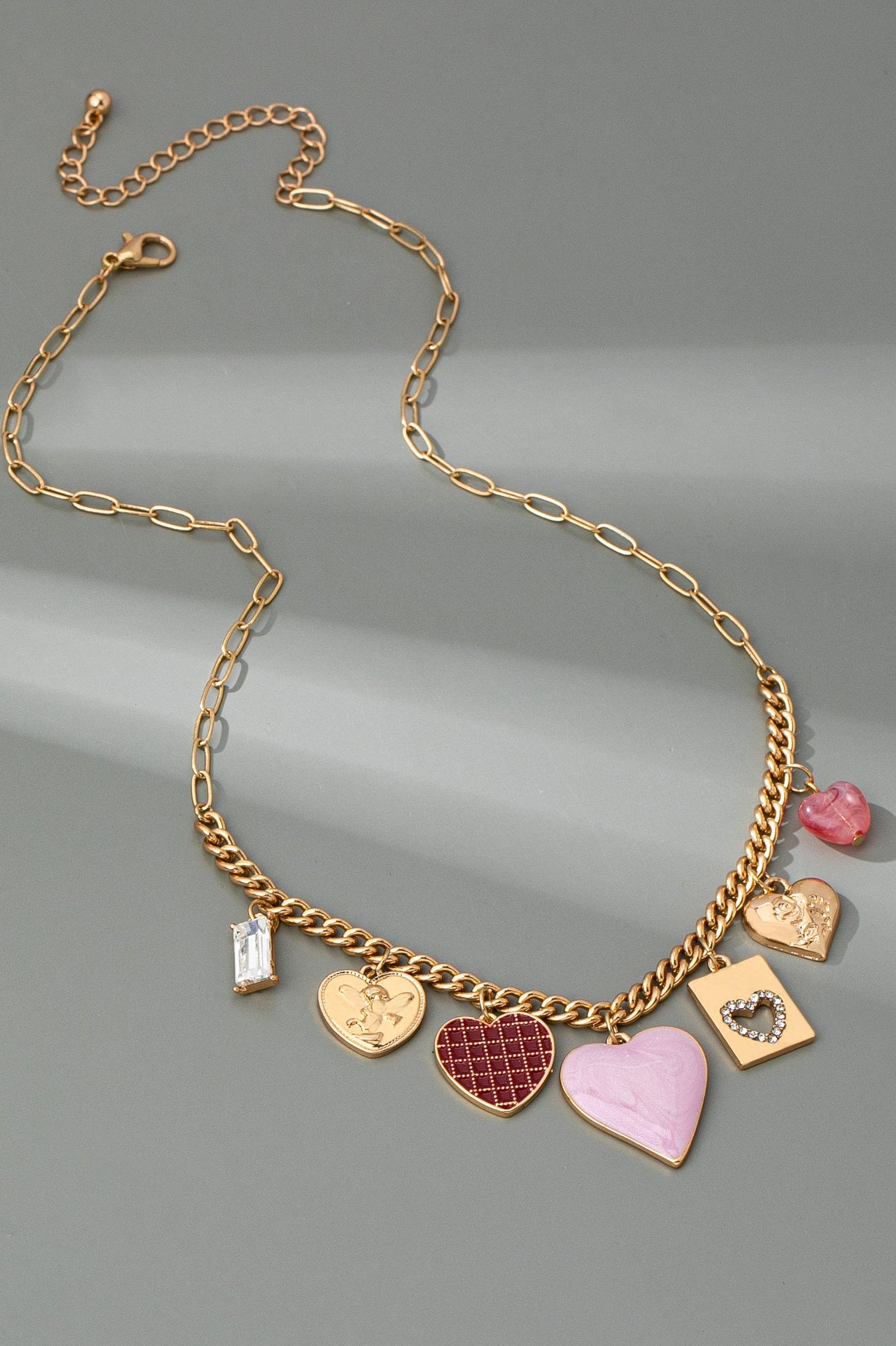 Heart Checker Charm Necklace