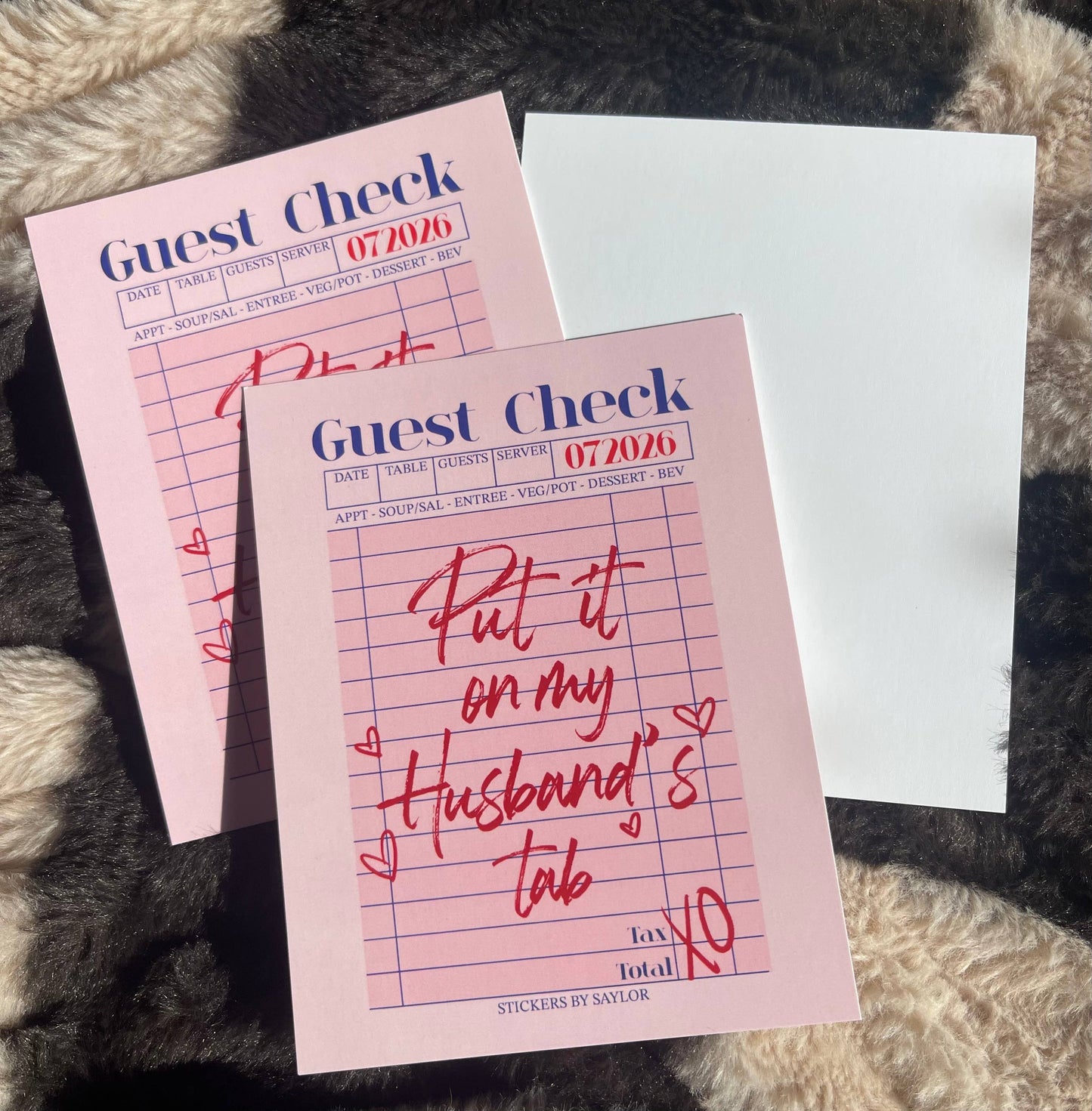 Put it On My Husband’s Tab Guest Check Art Post Card