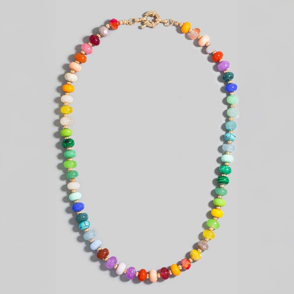 Round Stone Beaded Necklace