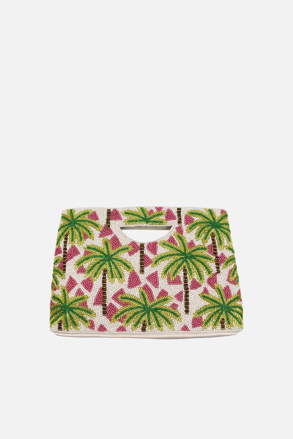 Palm Tree Double Sided Beaded Hand Clutch