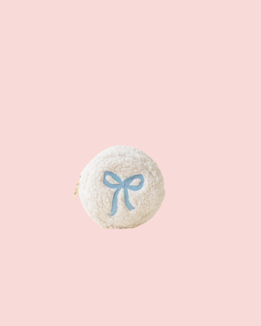 Teddy Pouch-Circle Bow Blue