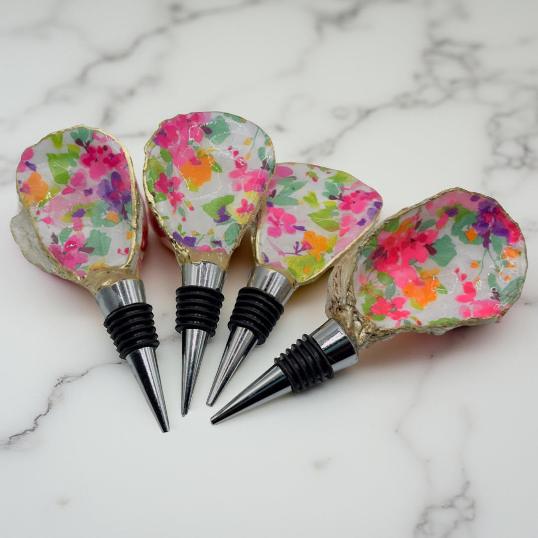 Bloom Burst Oyster Shell Wine Stopper – Gold Rim