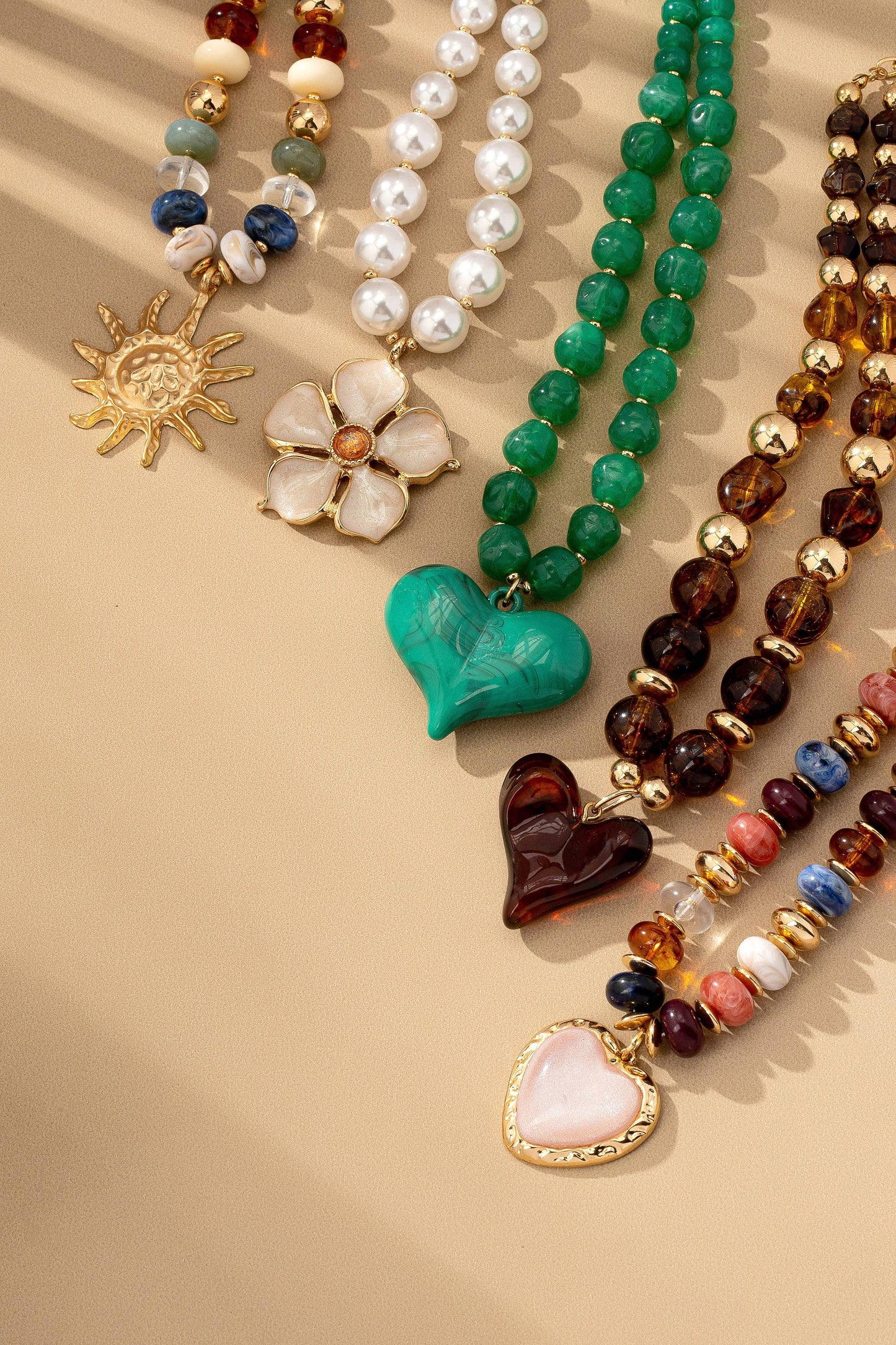 Handmade Chunky Beaded Charm Necklace