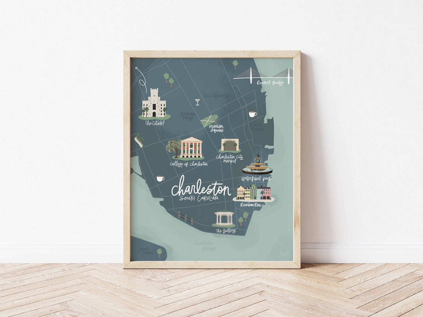 Charleston, SC Illustrated Map Print