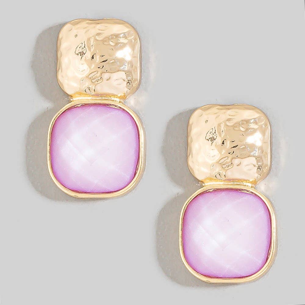 Faceted Square Resin Drop Earrings