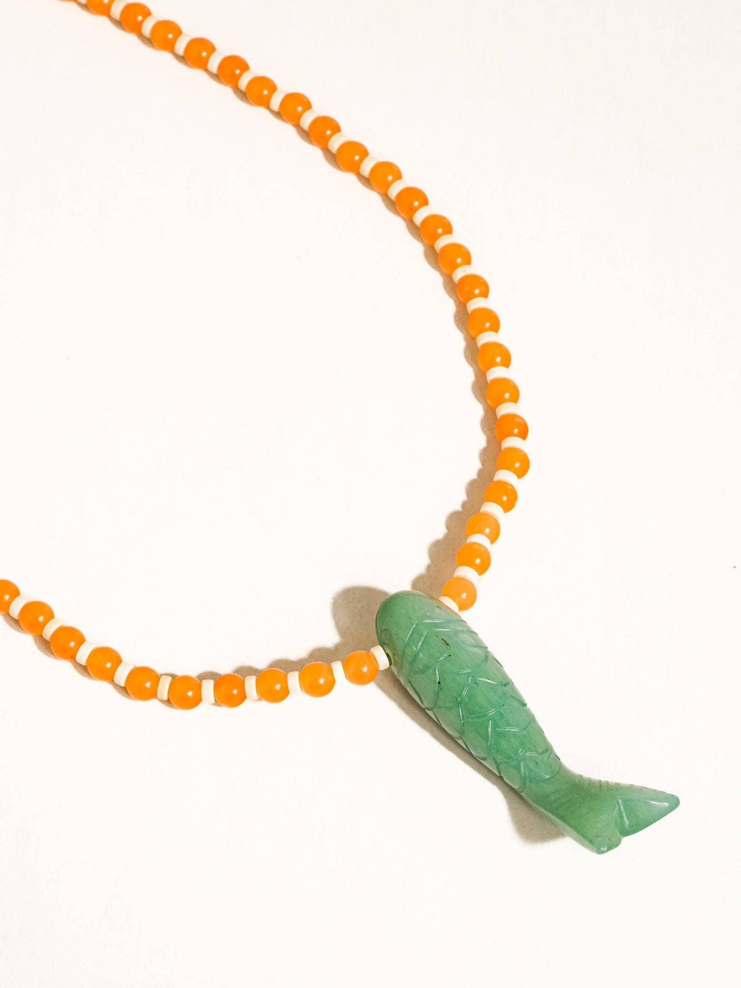 Nicolette 18K Gold Vintage Beaded Fish Necklace