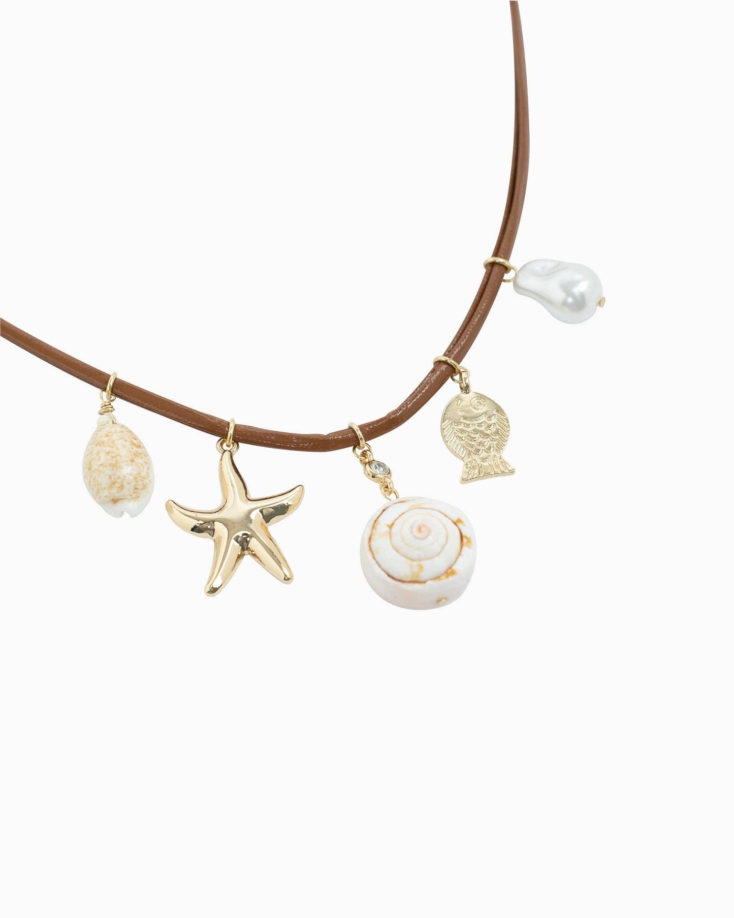 Beach Mode Golden Tides Charm Cord Necklace