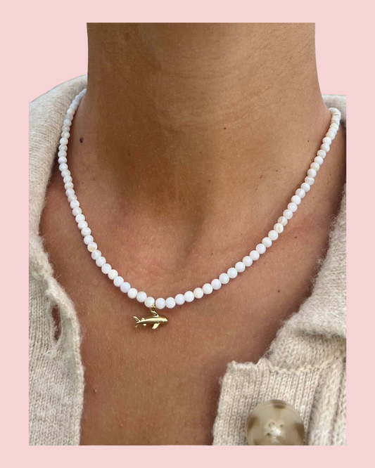 Beaded Shark Necklace | Boho Surfer Beach Jewelry