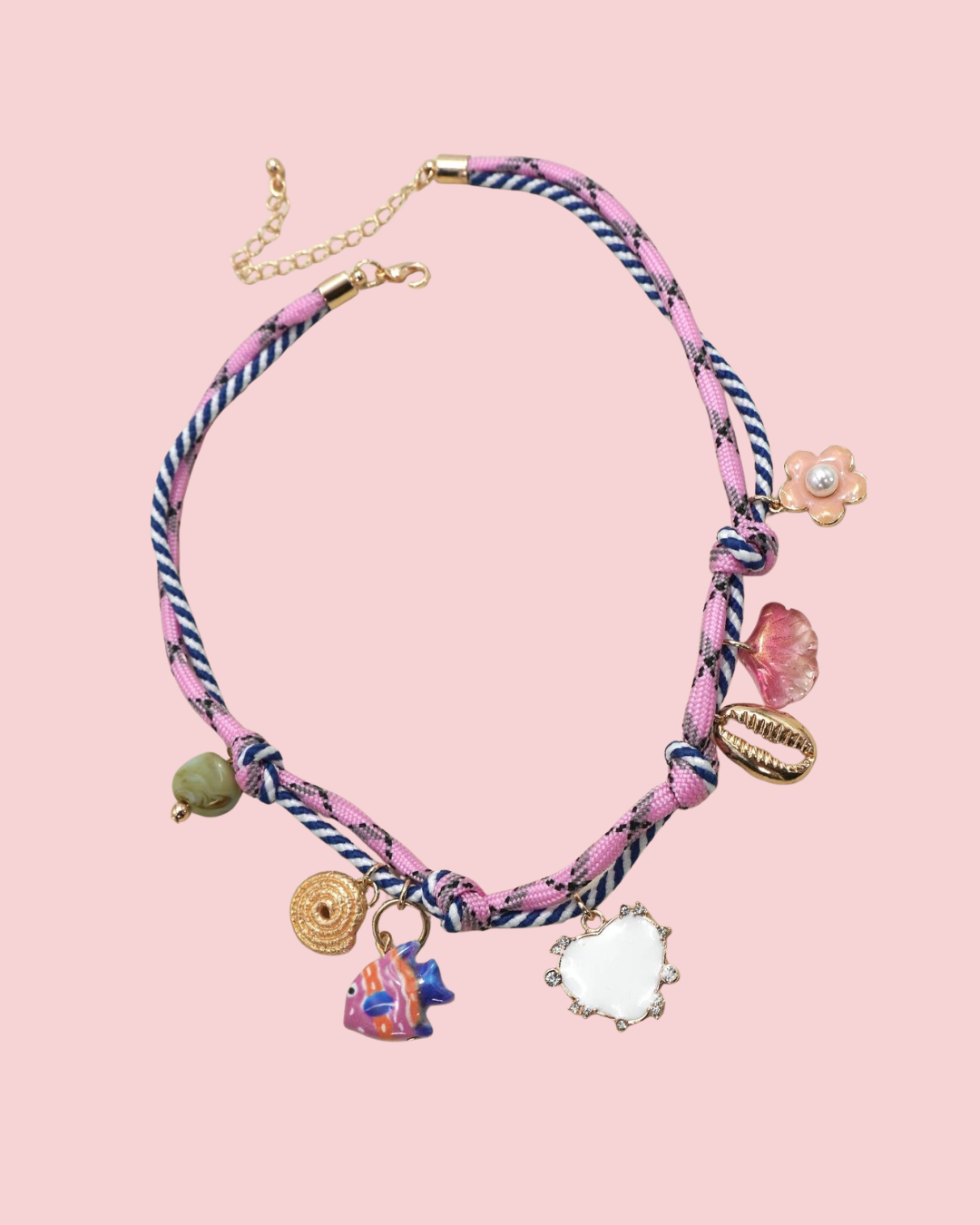 CORD CHARM-PORCELAIN FISH HEART FLOWER NECKLACE | 80N92299