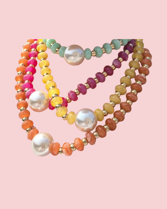 Pearl Pendant Resin Beaded Necklaces