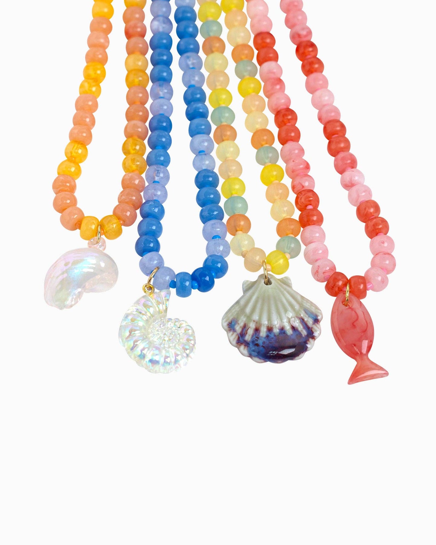 Beach Mode Coastal Sunset Swirl Pearlized Shell Beaded Necklace