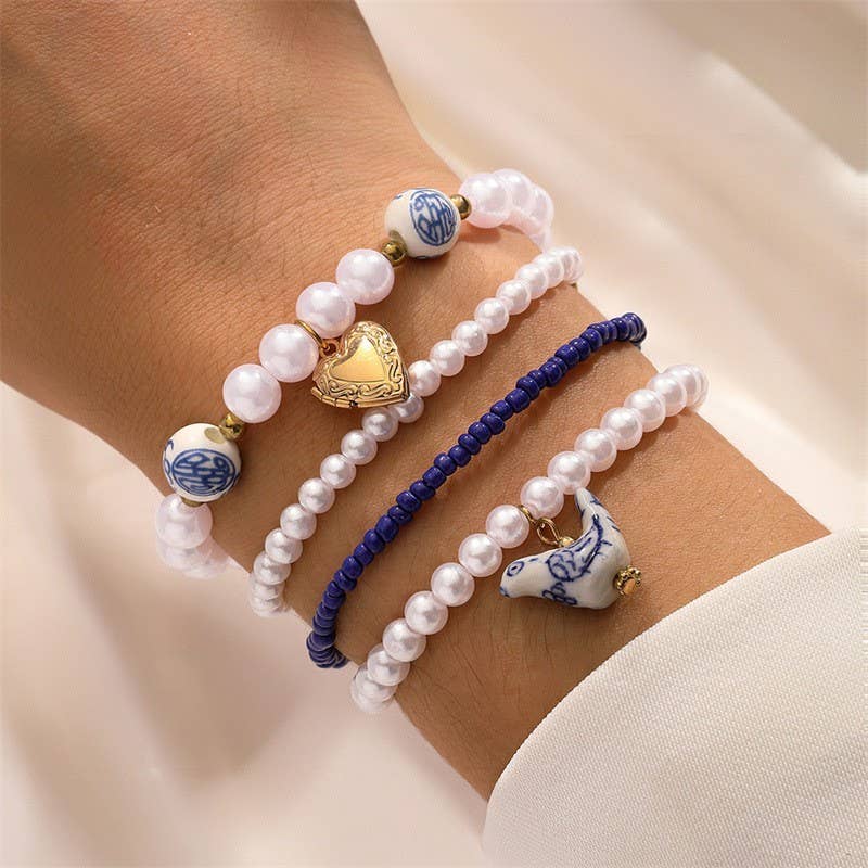 Blue Bow Multi Bracelet Set