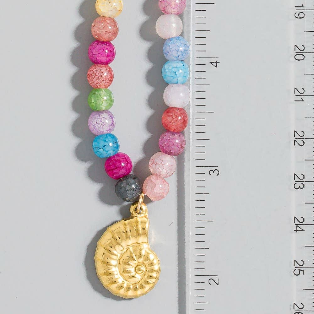 Spiral Shell Pendant Beaded Necklace