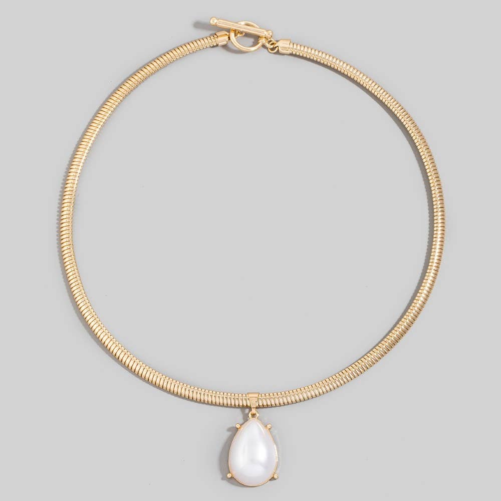 Teardrop Pendant Metallic Flexible Snake Chain Necklace