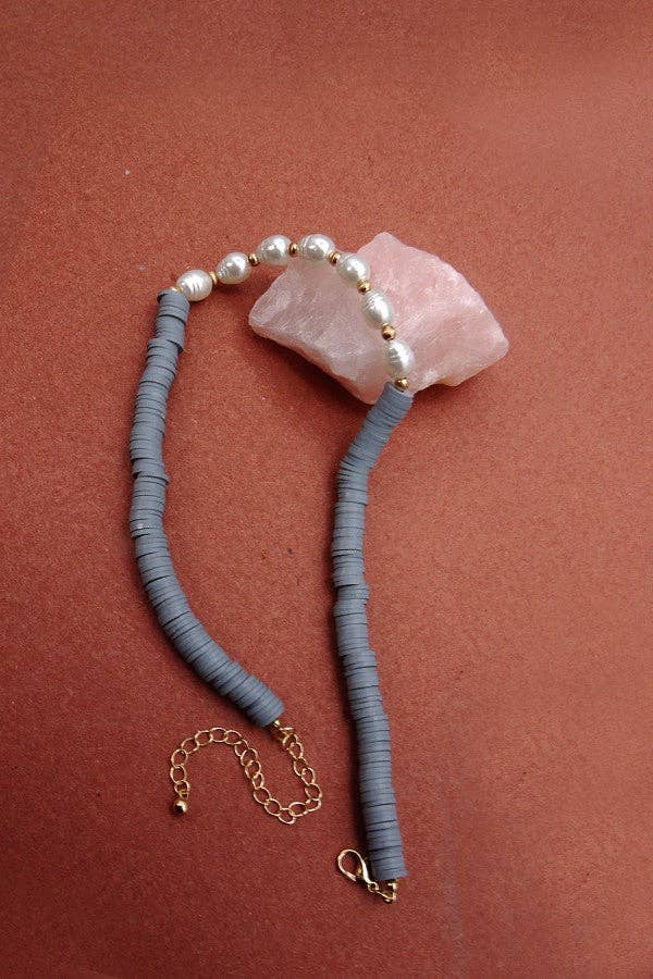 Heishi Disc Bead Pearl Necklace