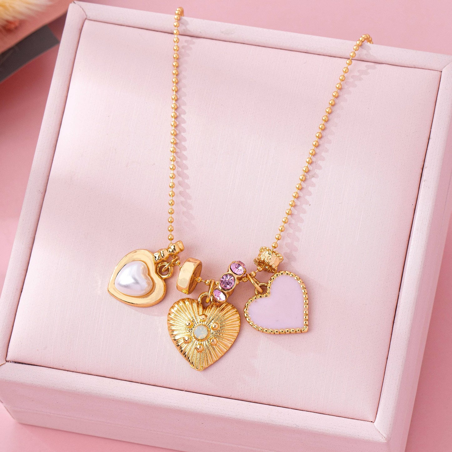 Multi-Heart Charm Necklace