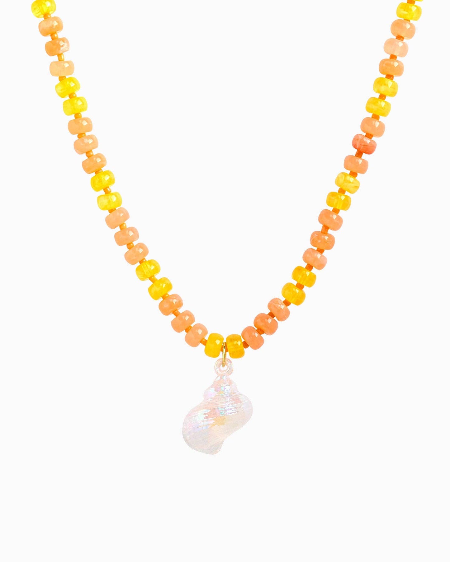 Beach Mode Coastal Sunset Swirl Pearlized Shell Beaded Necklace