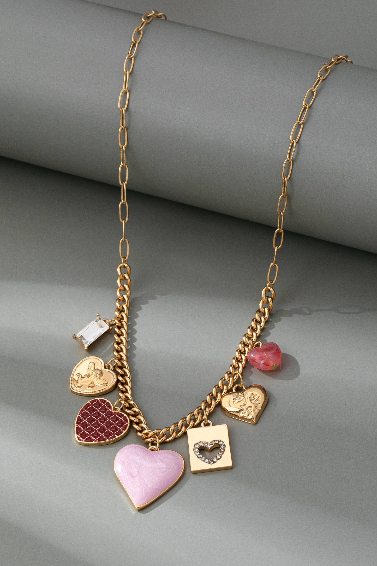 Heart Checker Charm Necklace
