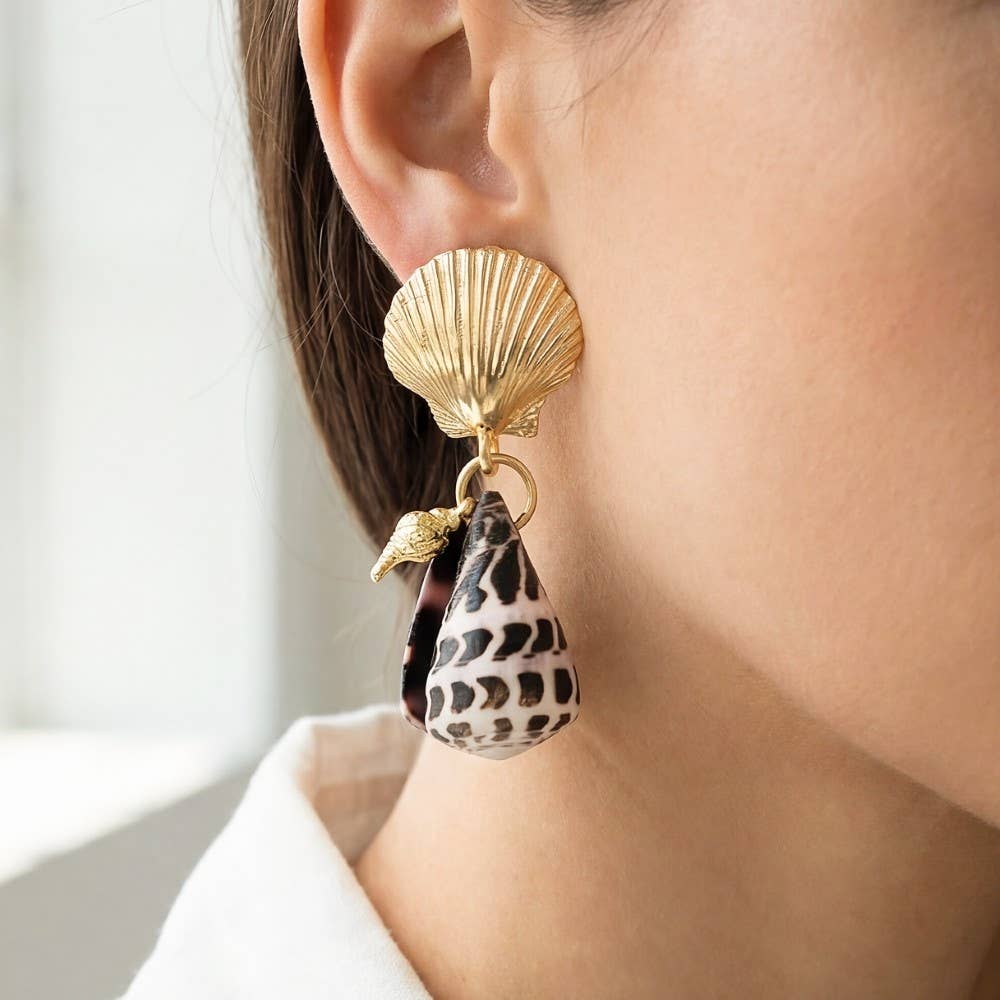 Seashell Cone Drop Earrings