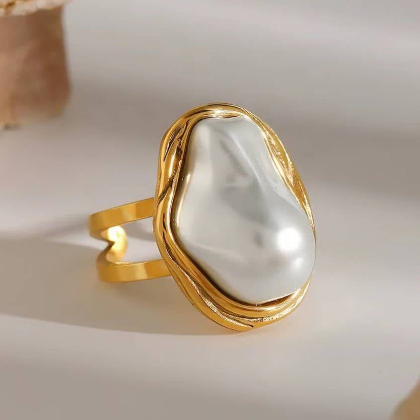 18k Stainless Steel Tarnish Free Pearl Ring
