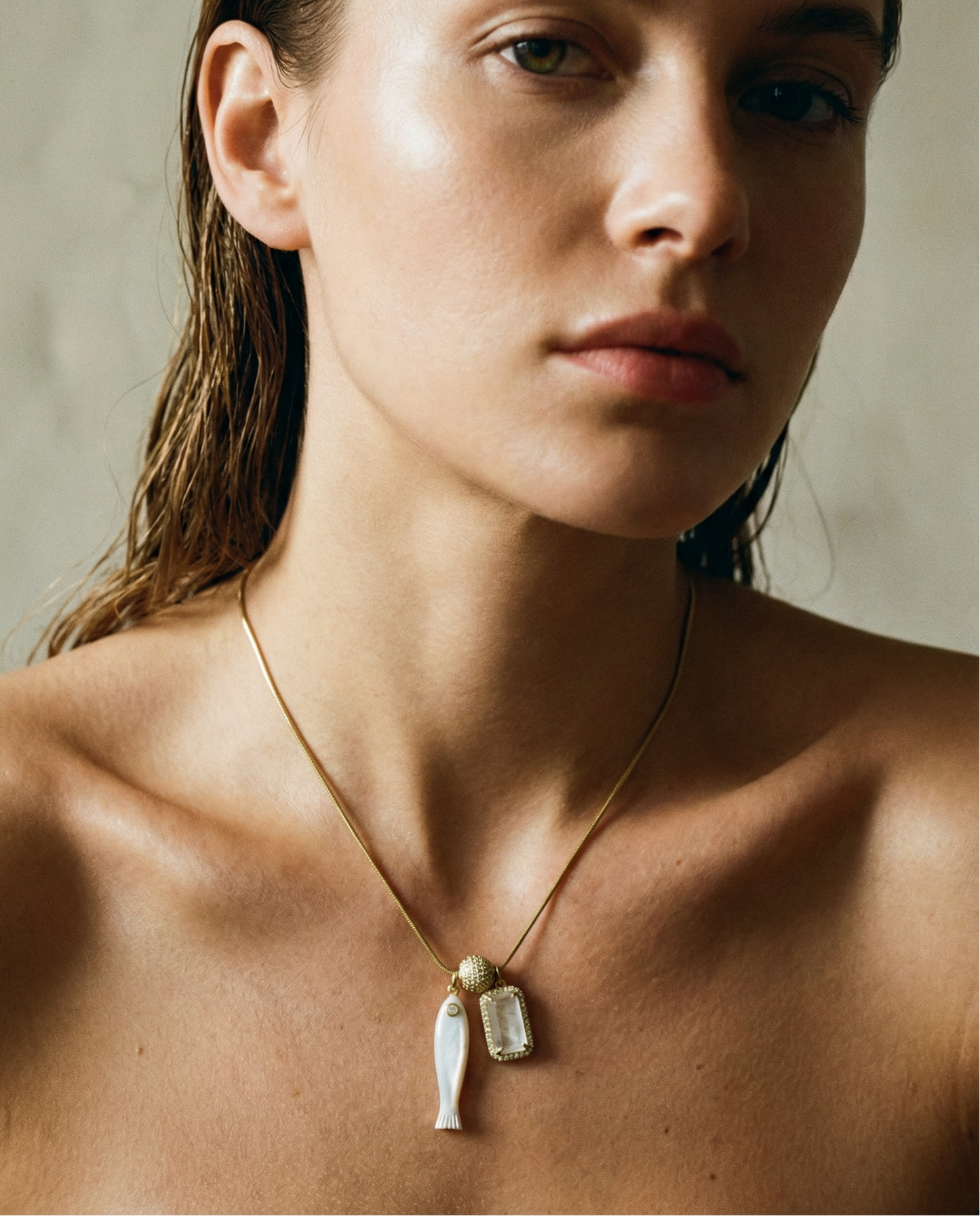 Fish & Gemstone Charm Necklace · Spiritual Talisman