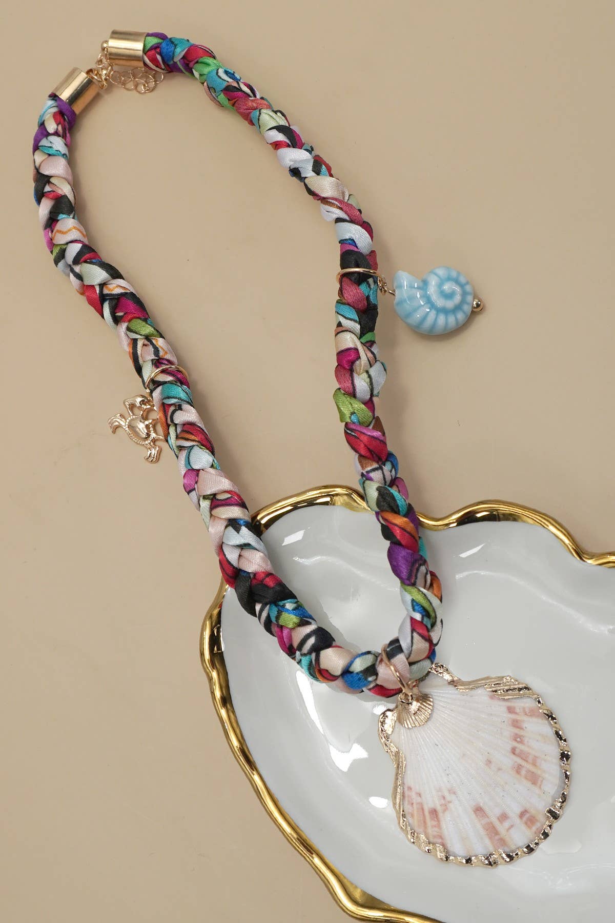 18K STAINLESS STEEL SCARF CHARM NECKLACE