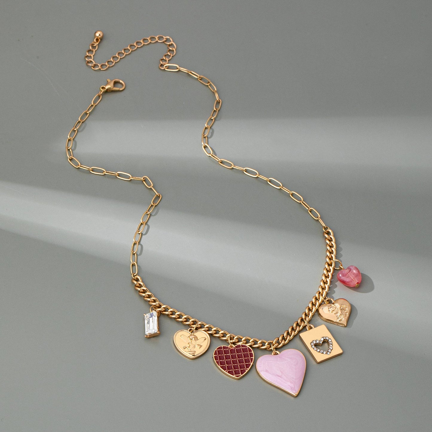 Heart Checker Charm Necklace