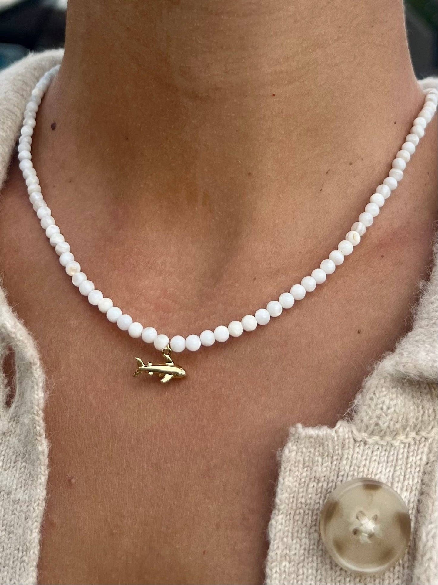 Beaded Shark Necklace | Boho Surfer Beach Jewelry