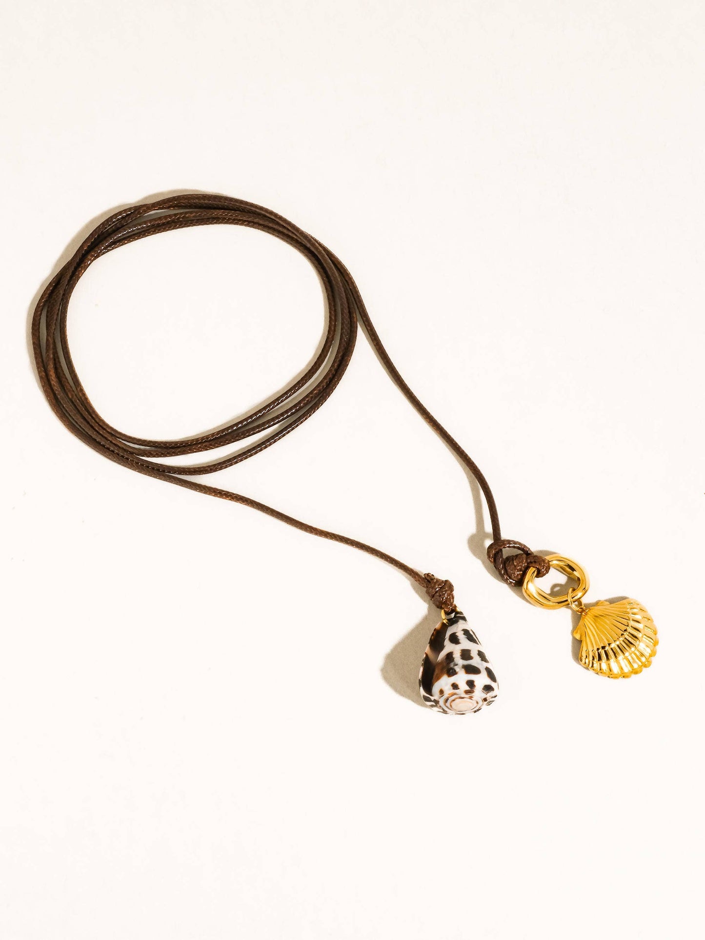 Chia 18K Gold Non-Tarnish Shell Charm Cord Necklace