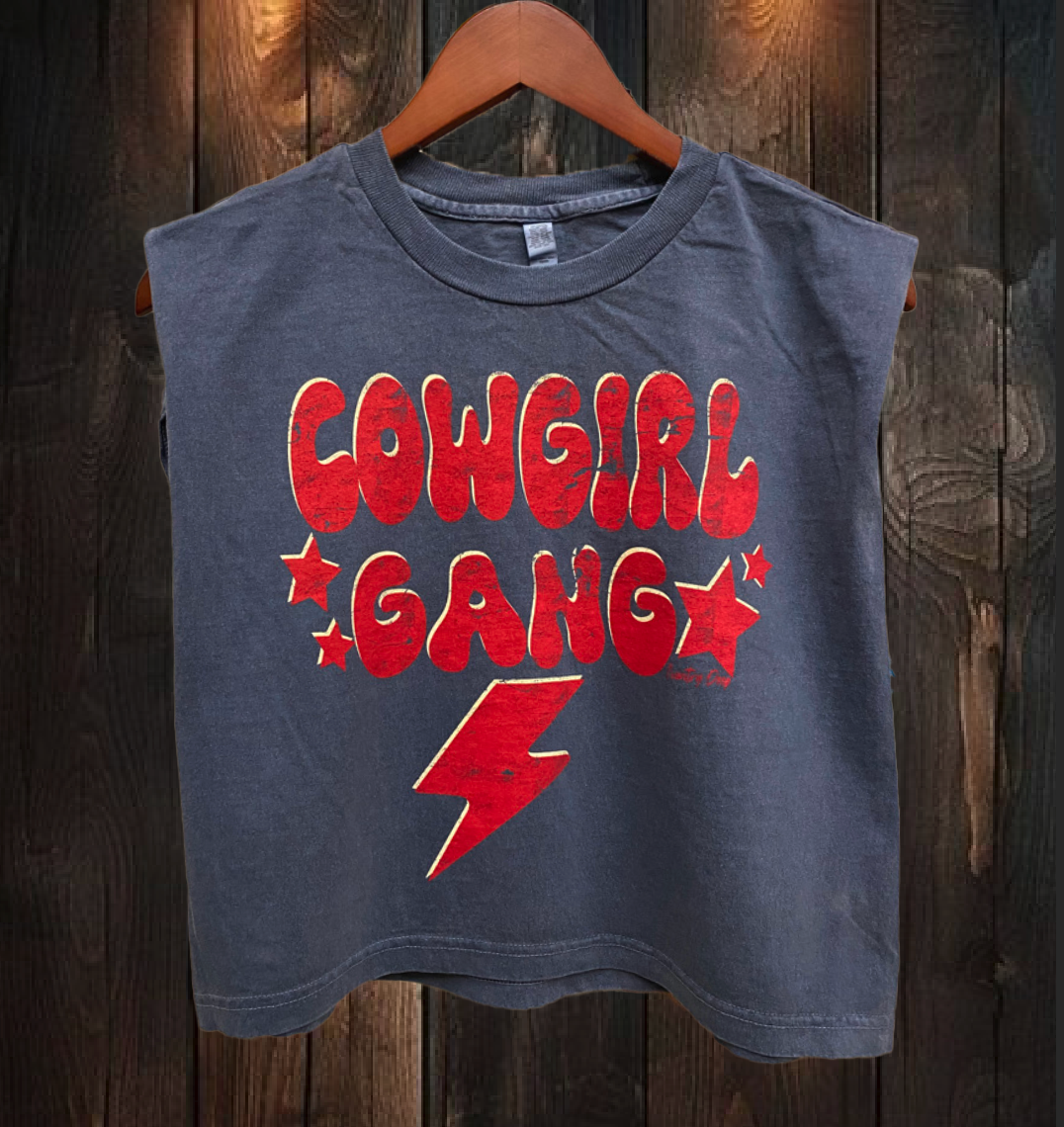 Cowgirl Gang Boxy Midriff Muscle top