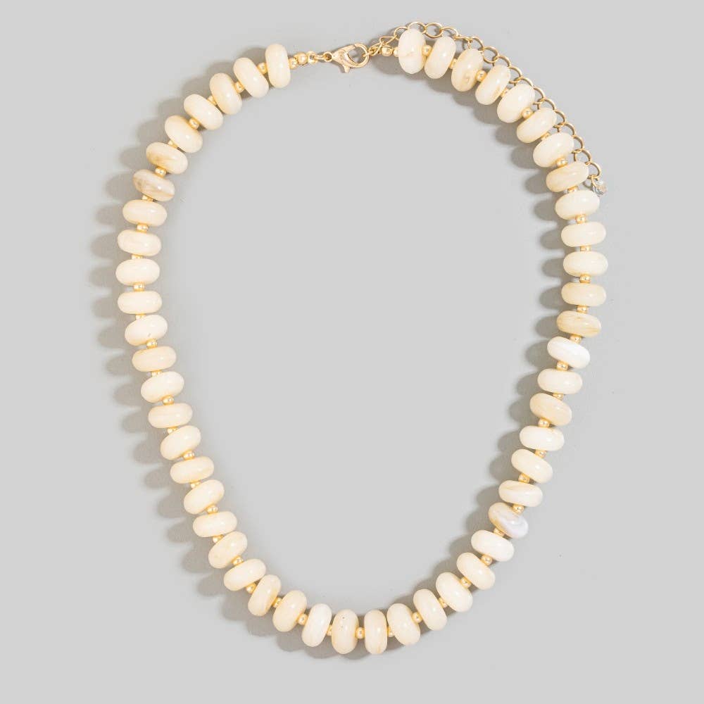 Marble Resin Disc Beaded Necklace