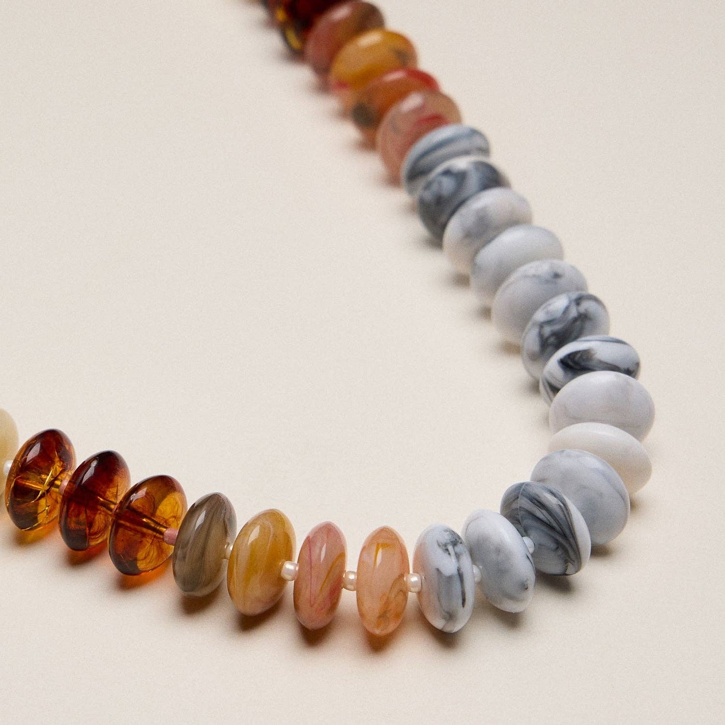 Ombre Resin Bead Necklace with Oval Disk Shapes