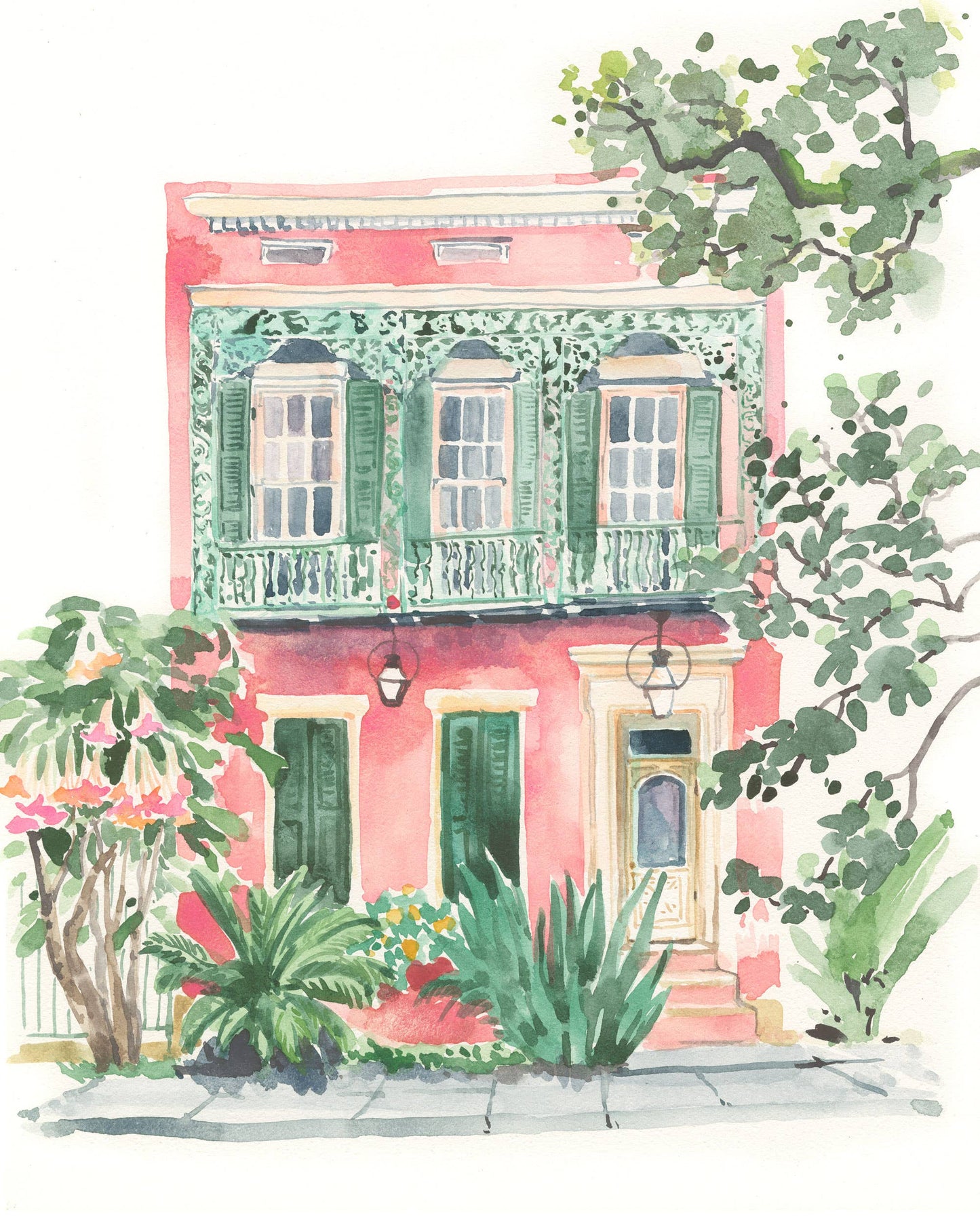 "The Watermelon House" Watercolor Fine Art Print