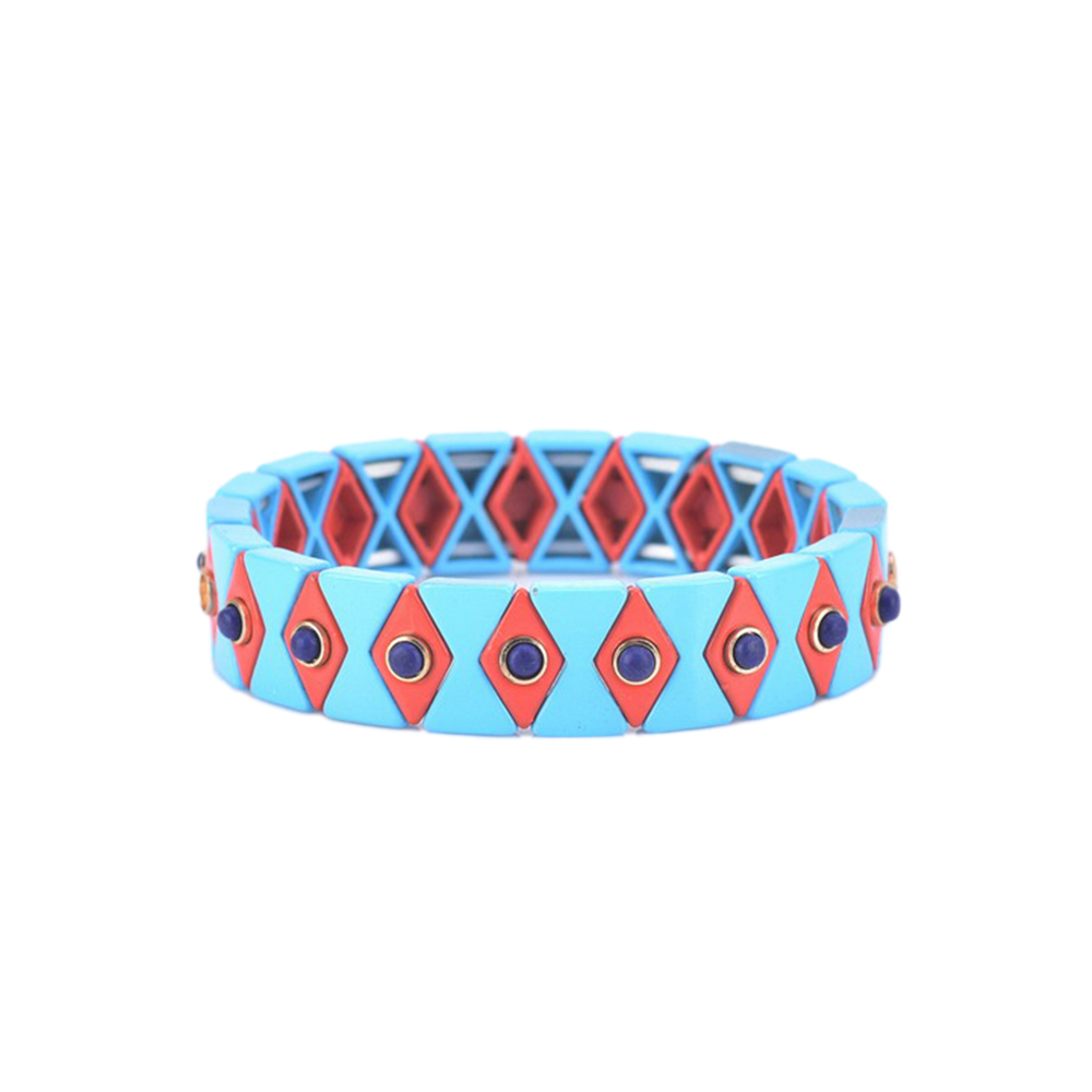 Diamond Enamel Tile Bracelet