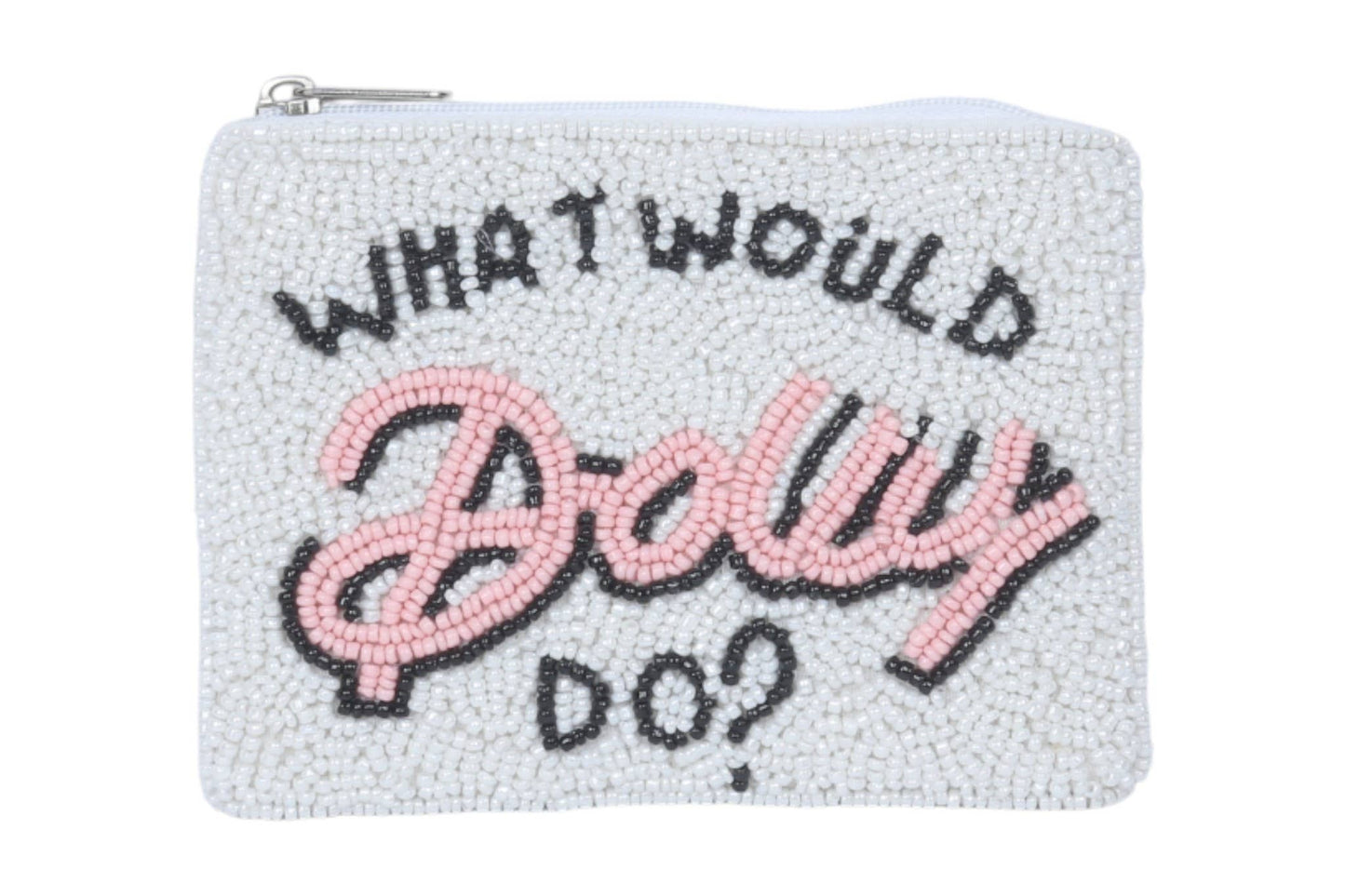 Ladies WHAT WOULD DOLLY DO Fully Beaded Coin Purse